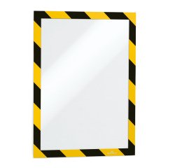 Cornice Duraframe Security - adesiva - pannello magnetico - A4  (21 x 29,7 cm) - giallo/nero - Durable