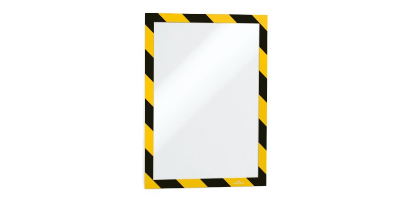 Cornice Duraframe Security - adesiva - pannello magnetico - A4  (21 x 29,7 cm) - giallo/nero - Durable