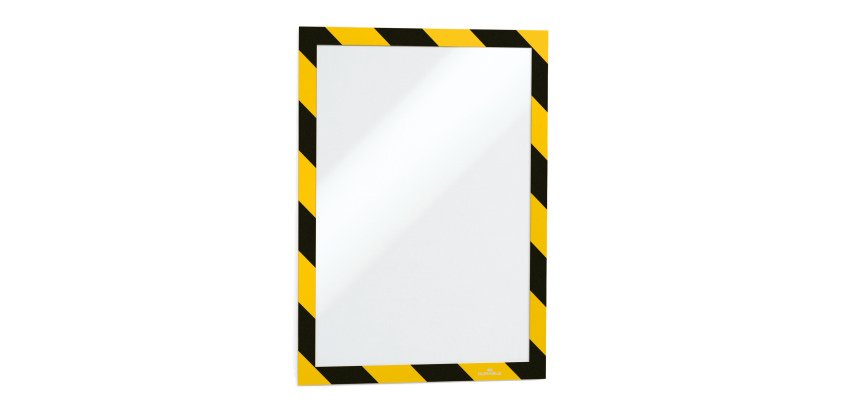 Cornice Duraframe Security - adesiva - pannello magnetico - A4  (21 x 29,7 cm) - giallo/nero - Durable