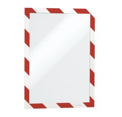 Cornice Duraframe Security - adesiva - pannello magnetico - A4  (21 x 29,7 cm) - rosso/bianco - Durable