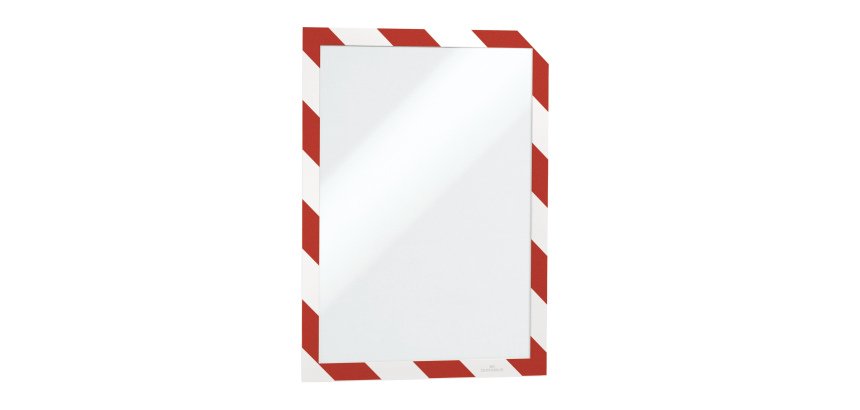 Cornice Duraframe Security - adesiva - pannello magnetico - A4  (21 x 29,7 cm) - rosso/bianco - Durable