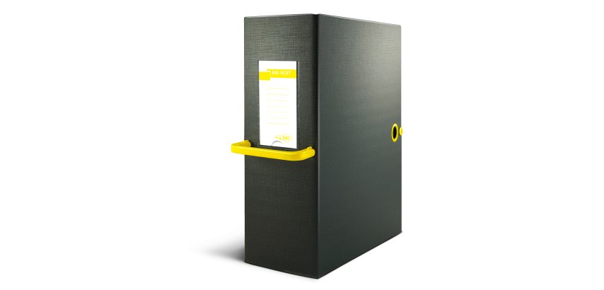 Scatola archivio Big Next - dorso 12 cm - 25 x 35 cm - nero/giallo - Sei Rota