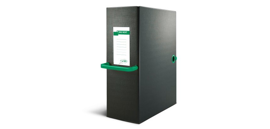 Scatola archivio Big Next - dorso 20 cm - 25 x 35 cm - nero/verde - Sei Rota