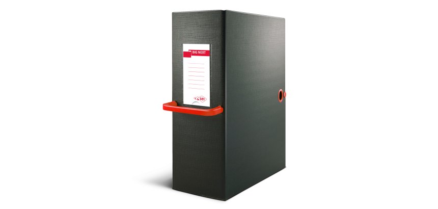 Scatola archivio Big Next - dorso 20 cm - 25 x 35 cm - nero/rosso - Sei Rota