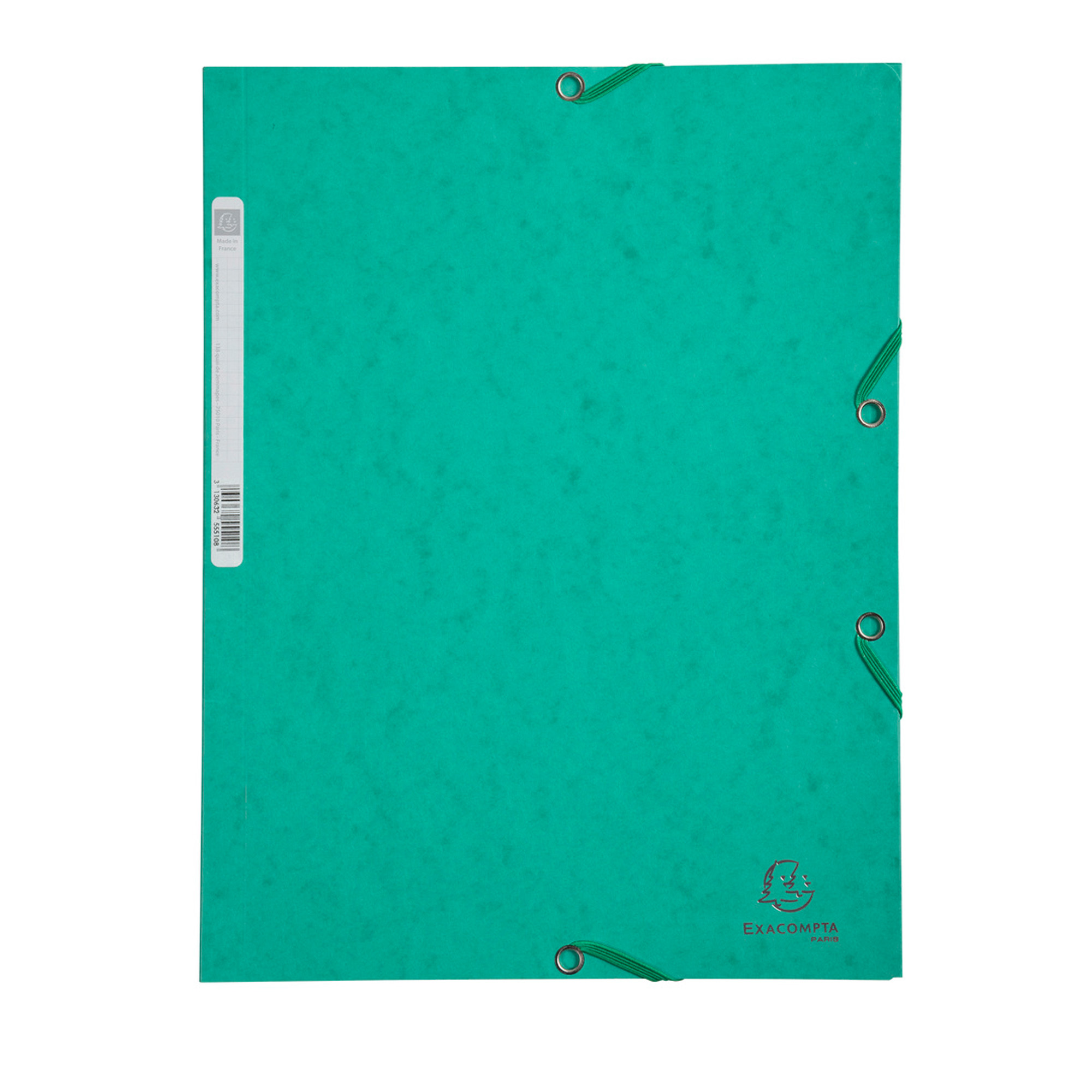 Cartellina con elastico - cartoncino lustrE' - 3 lembi - 400 gr - 24x32 cm  - verde - Exacompta su