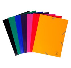 3 Flap Folders with Elastic Straps Opaque Polypropylene Eco A4 - Assorted colours