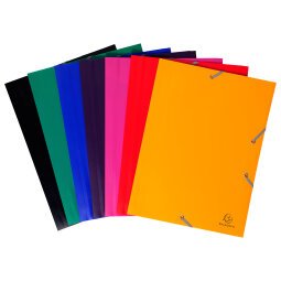 3 Flap Folders with Elastic Straps Opaque Polypropylene Eco A4 - Assorted colours