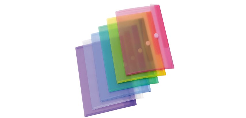 Buste con bottone in velcro - PP - A4 - colori assortiti - Djois - conf. 12 pezzi