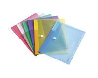 Buste forate con bottone in velcro - A4 - PP - colori assortiti - Djois - conf. 12 pezzi