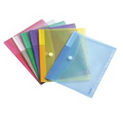 Buste forate con bottone in velcro - A4 - PP - colori assortiti - Djois - conf. 12 pezzi