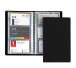 Porta biglietti da visita - 20 buste con 3 tasche ciascuna - 12,5x20,5 cm - nero - Favorit