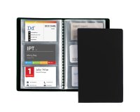 Porta biglietti da visita - 20 buste con 3 tasche ciascuna - 12,5x20,5 cm - nero - Favorit