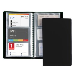 Porta biglietti da visita - 20 buste con 3 tasche ciascuna - 12,5x20,5 cm - nero - Favorit