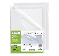 Cartelline a L Poli 150 - PPL - liscio - 21x29,7 cm - trasparente - Sei Rota - conf. 25 pezzi