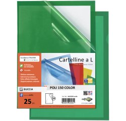 Cartelline a L Poli 150 Color - PPL - buccia - 21x29,7 cm - verde - Sei Rota - conf. 25 pezzi