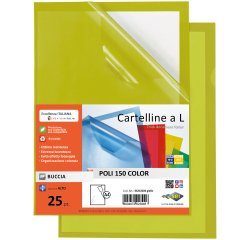 Cartelline a L Poli 150 Color - PPL - buccia - 21x29,7 cm - giallo - Sei Rota - conf. 25 pezzi