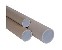 Tubo - con doppio tappo trasparente - diametro 6 cm - H 70 cm - cartone - avana
