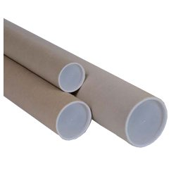 Tubo - con doppio tappo trasparente - diametro 6 cm - H 50 cm - cartone - avana