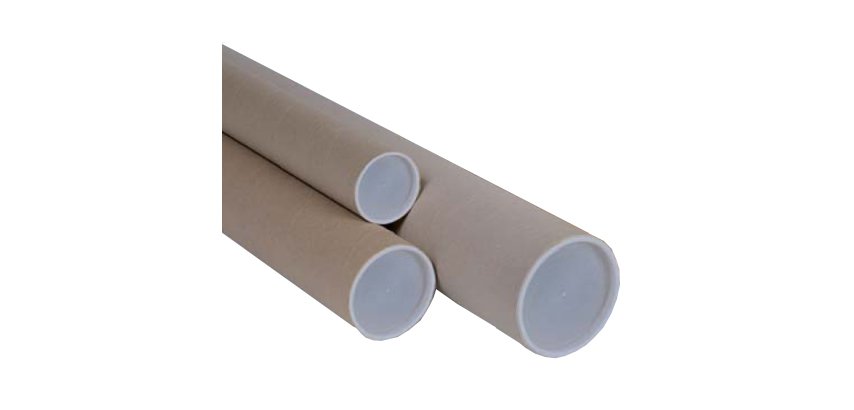Tubo - con doppio tappo trasparente - diametro 10 cm - H 100 cm - cartone - avana