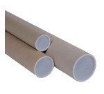 Tubo - con doppio tappo trasparente - diametro 10 cm - H 50 cm - cartone - avana