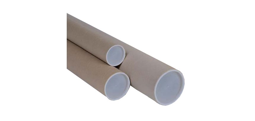 Tubo - con doppio tappo trasparente - diametro 10 cm - H 50 cm - cartone - avana