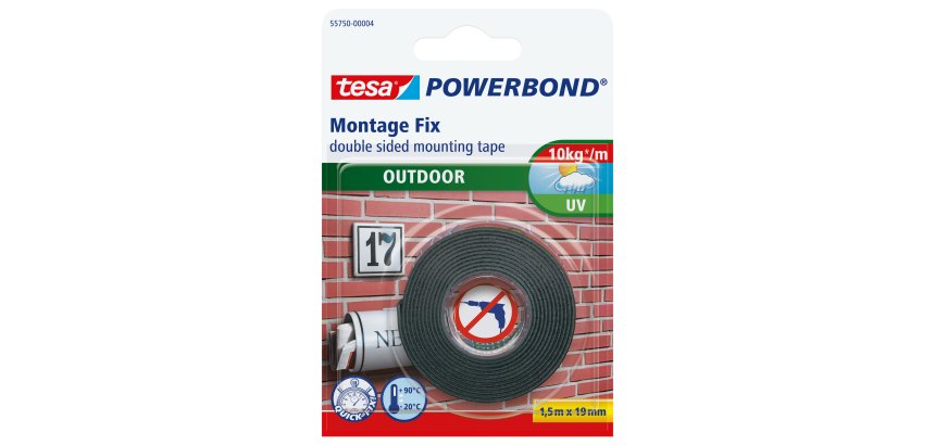 Nastro biadesivo Powerbond - 19 mm x 1,5 m - acrilico - bianco - Tesa
