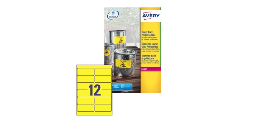 Avery L6107-20 self-adhesive label Rounded rectangle Permanent Yellow 240 pc(s)