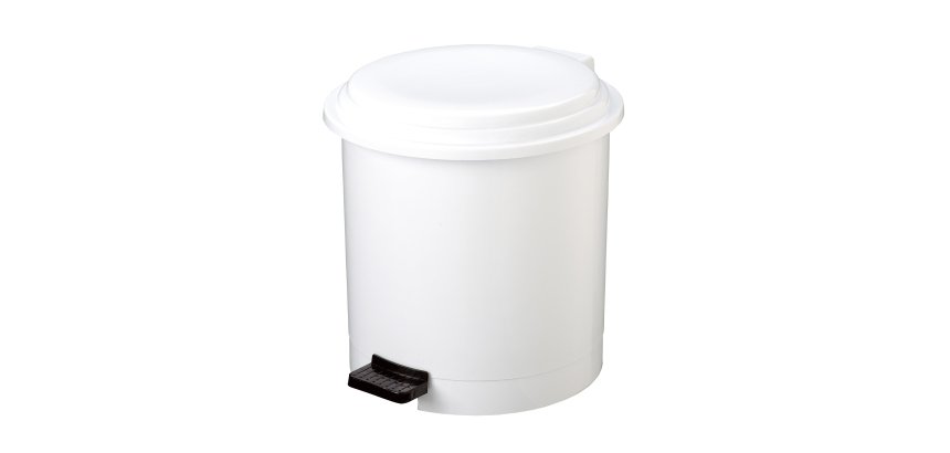 Pattumiera a pedale Ruf - PP - 12 L - diametro 27 cm - altezza 34 cm - bianco - Medial