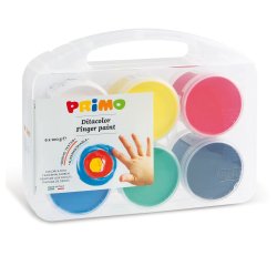 Ditacolor colori a dita - 100ml  - c/pennello - Primo - valigetta 6 colori