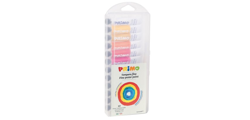 Tubi tempera - 12 ml - colori assortiti - Primo - astuccio 12 pezzi