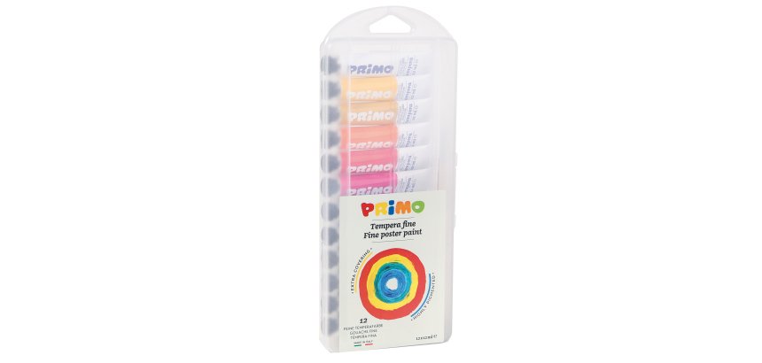 Tubi tempera - 12 ml - colori assortiti - Primo - astuccio 12 pezzi