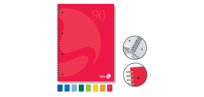 Quaderno Colors - A5 -  5mm - 60 fogli - 90 gr - c/fori - spiralato - BM