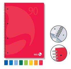 Quaderno Colors - A5 - quadretto 4mm - 60 fogli - 90gr - 4 fori microperforato - spiralato - BM