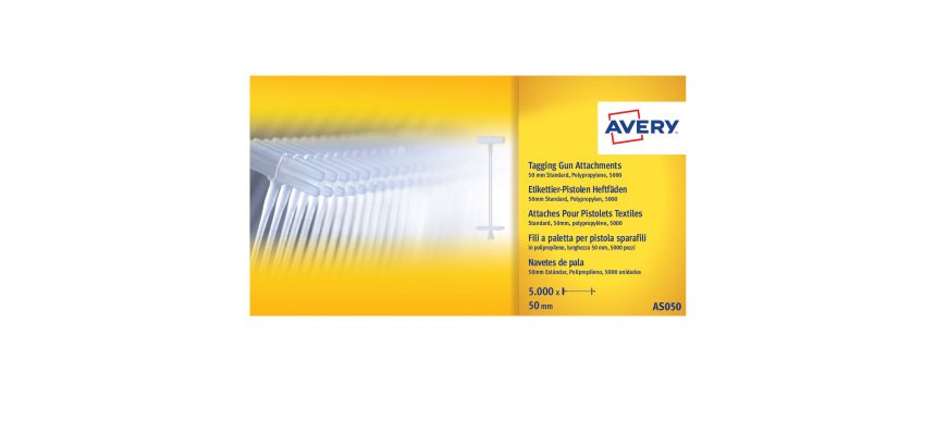 AVERY Fili in polipropilene per pistola sparafili, trasparenti, lunghezza 40mm, 5000 pezzi per confezione