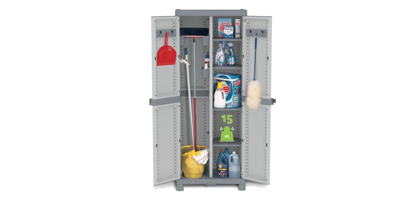 Armadio Domino Wave - Base 3700 UW - 2 ante -70 x 43, 8x1 81,8 cm - PPL - grigio - Terry