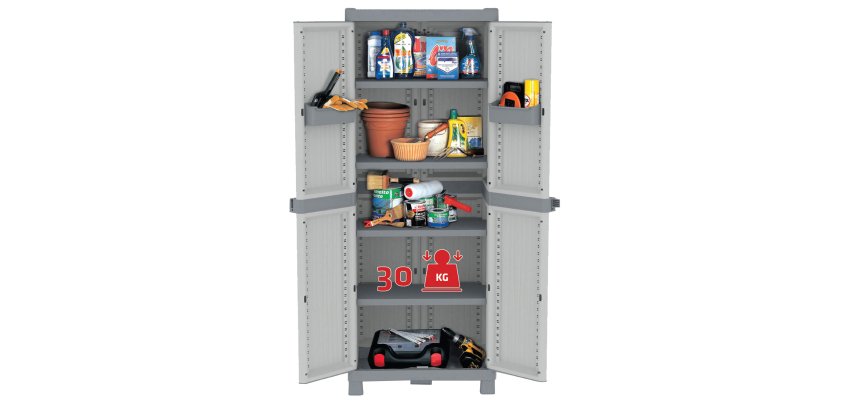 Armadio Domino Wave - Base 2700 UW - 2 ante - 70 x 43,8 x 181,8 cm - PPL - grigio - Terry