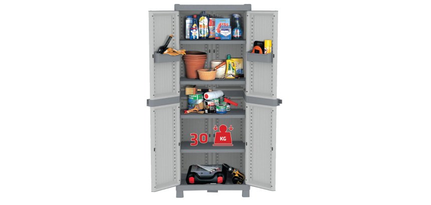 Armadio Domino Wave - Base 2700 UW - 2 ante - 70 x 43,8 x 181,8 cm - PPL - grigio - Terry
