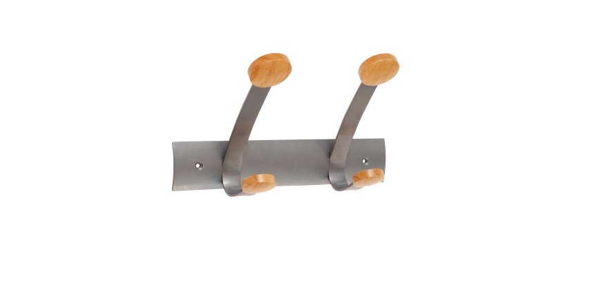 Appendiabiti da muro - 2 posti - 30 x 11,2 x 17,5 cm - metallo/legno - grigio metallo/legno chiaro - Alba