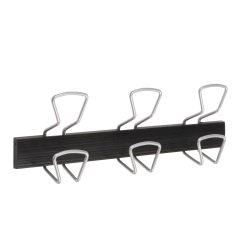 Appendiabiti da muro - 3 posti - 46,5 x 7,2 x 16,5 cm - metallo/ABS - nero/grigio metallizzato - Alba