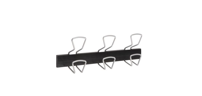 Appendiabiti da muro - 3 posti - 46,5 x 7,2 x 16,5 cm - metallo/ABS - nero/grigio metallizzato - Alba