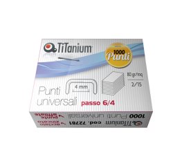 Punti universali - 6/4 - acciaio/zinco cromato - metallo - Titanium - conf. 1000 punti