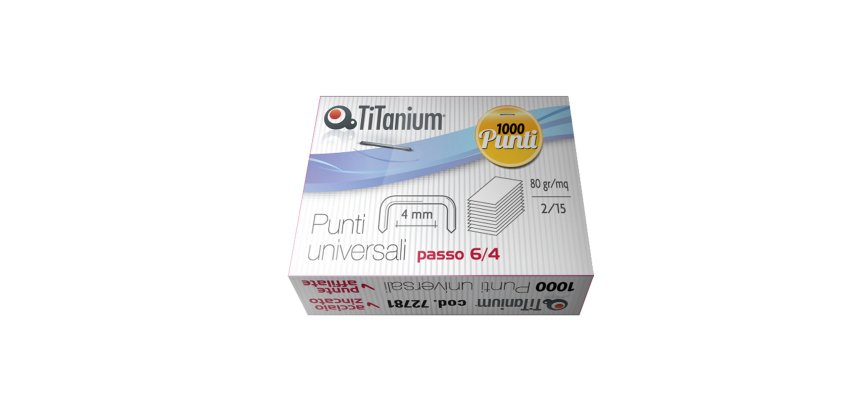 Punti universali - 6/4 - acciaio/zinco cromato - metallo - Titanium - conf. 1000 punti