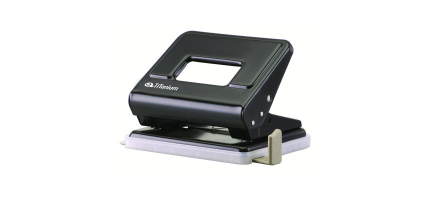 Perforatore in metallo - 2 fori - passo 8 cm - nero - Titanium