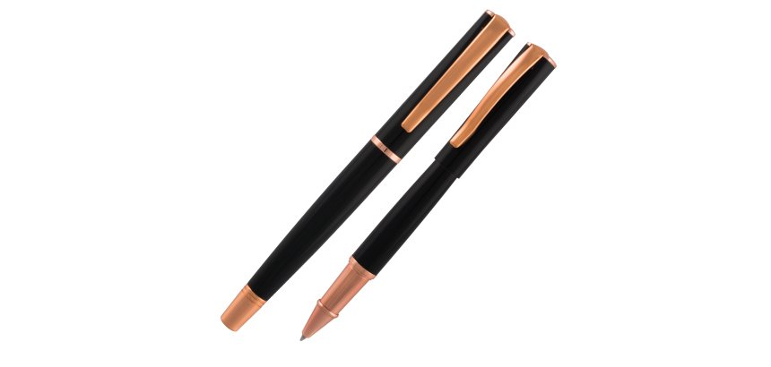 Roller Linea Impressa - punta M - nero/rosegold - Monteverde