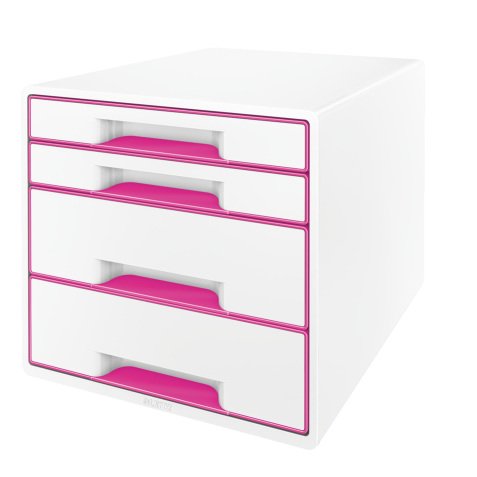 Cassettiera Cube - 28,7 x 27 x 36,3 cm - 4 cassetti - bianco/rosa - Leitz