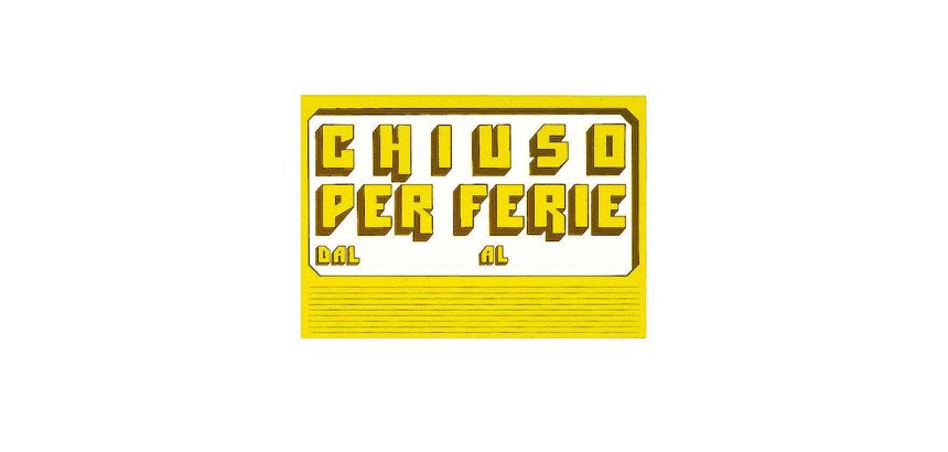 Cartello in cartoncino CHIUSO PER FERIE - 23x32 cm - giallo - CWR