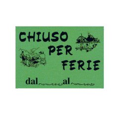 Cartello in cartoncino CHIUSO PER FERIE - 16x23 cm - giallo - CWR