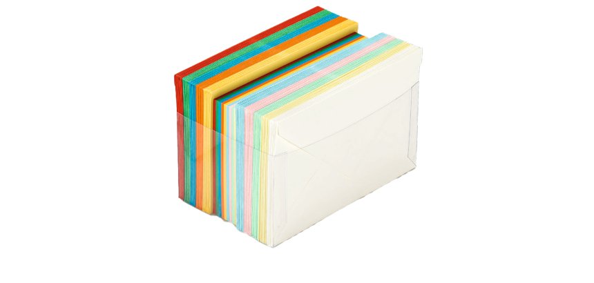 Scatola 100 cartoncini (200gr) + 100 buste (90gr) - arcobaleno - formato 9 - Favini
