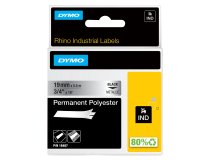 Nastro Rhino 18487 - 19 mm x 5,5 mt - poliestere - permanente - nero/metallo - Dymo