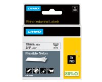 Nastro Rhino 18489 - 19 mm x 3,5 mt - nylon flessibile - nero/bianco - Dymo